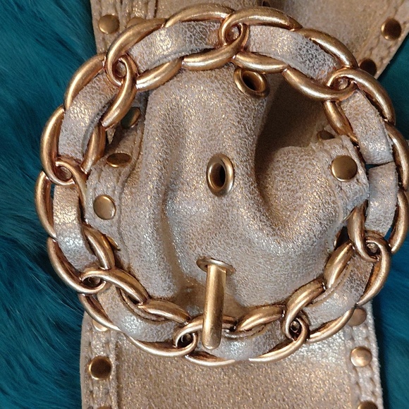Genuine Leather Gold Chain-Embellished Belt - Picture 7 of 15